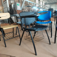 Chaise d'entraînement en plastique avec tablette d'écriture et porte-livre, chaise de classe