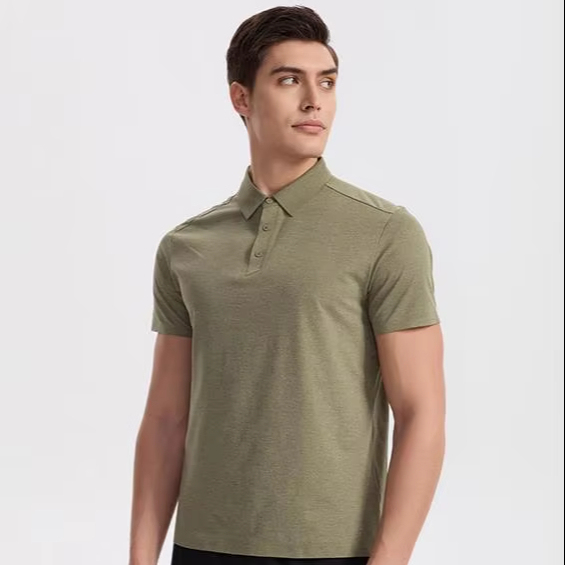 Summer Men's Solid Color Short Length Polo Shirt Stand Collar Breathable Quick Dry Mesh Fabric Sports Casual Tops for Running