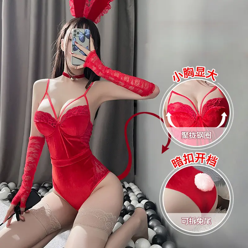 Costume de lapin Sexy fille japonaise, Lingerie de Style américain en velours, combinaison Cosplay, sous-vêtements, nouveau