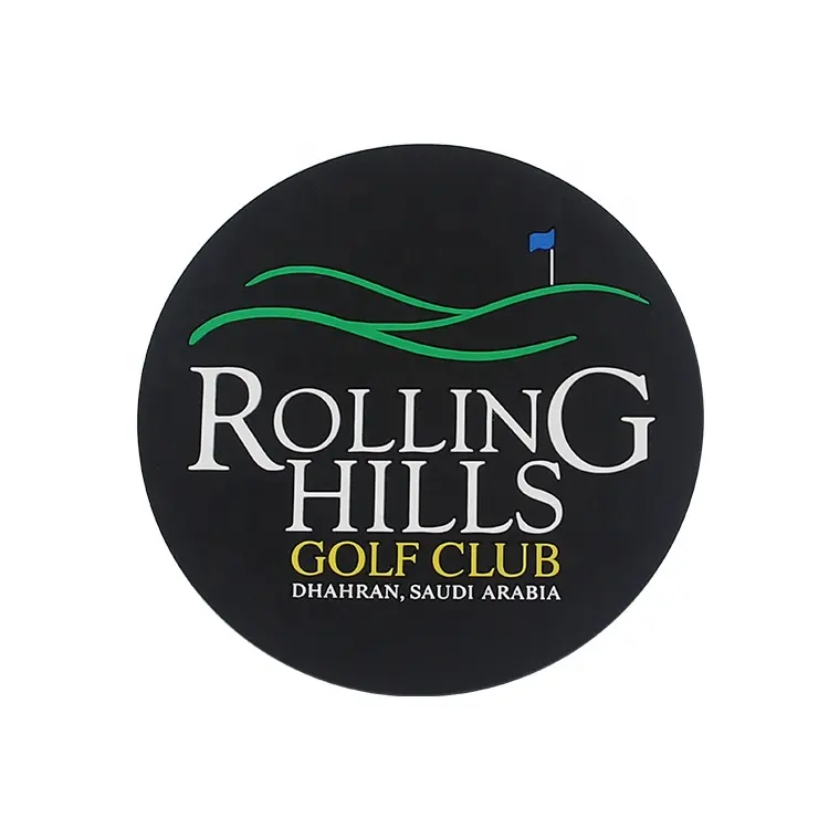 Özel yüksek kalite estetik yalıtımlı fincan mat yuvarlak renkli silikon kauçuk yumuşak PVC arapça golf kulübü promosyon bardak altlığı takımı