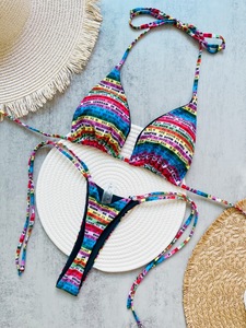 2026 Sexy Brazilian <b>Thong</b> Bikini Sets Printed Beachwear for Women Lace up Bathing Suit <b>Thong</b> Swimsuit Two Pieces Set - Product Image 6
