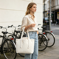 Sac fourre-tout en toile de coton beige uni ZHPFACTORY, sac de shopping réutilisable OEM, grand sac de courses avec fermeture à cordon