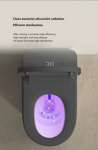 Akıllı zemin tuvalet siyah seramik WC akıllı elektrikli kapak uzaktan kumanda 5 yıl garanti otomatik açık özellik s-tuzak - Product Image 2