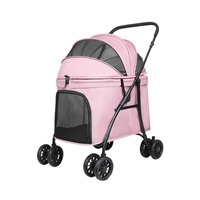 Poussette pliable légère à double couche et quatre roues pour chiens et chats de petite et moyenne taille, chariot de promenade extérieur