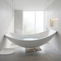 Baignoire flottante moderne en acrylique de couleur blanche, baignoire autoportante, spa intérieur, bain à remous, baignoire de massage pour 1 personne