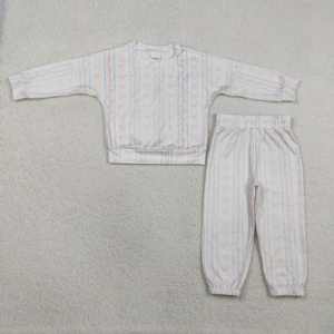 GLP3238 RTS Conjunto de Ropa para Niña Pequeña con Estampado de Lazos Rosas y Rayas, Venta al por Mayor, Manga Larga - Product Image 1