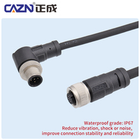 Connecteur d'alimentation étanche CAZN M12 IP67, fiche aviation 2-17 broches mâle/femelle, contacts en laiton non blindés, 30V-250V, PVC/PUR, 1M 2M 5M
