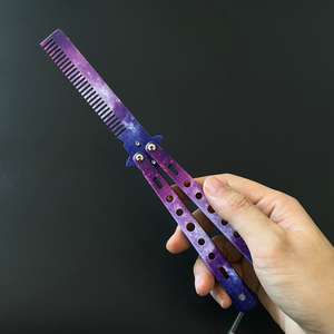 Cuchillo de práctica plegable tipo mariposa Bailsong de acero inoxidable impreso en 3D, entrenador de peine de mariposa - Product Image 5