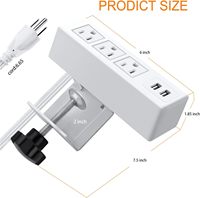 Schreibtisch-Kantensteckdose mit PD 20W USB-C, Aluminium-Legierung Schreibtisch-Steckdosenleiste mit 3 AC-Steckplätzen und Schreibtisch-Klemm-Steckdosenleiste