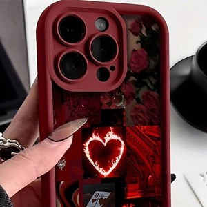 Mô Hình Trái Tim Nổi Đồ Họa Trường Hợp Điện Thoại Cho Iphone 17 16 15 14 13 12 11 X XR XS SE 8 7 Cộng Với Pro Max Mini <span class=keywords><strong>Silicone</strong></span> Cover Quay Lại - Product Image 2