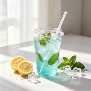 Custom Caliber & Capacity Biodegradable Takeaway Disposable PLA Clear <b>Plastic</b> Cold <b>Cups</b> With Sip Lid For Cold <b>Drinks</b> - Product Image 2