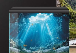 Nhãn dán nền bể cá, hình ảnh độ nét cao 3D nhìn ra biển, nhãn dán trang trí cảnh quan hồ cá 5D - Product Image 4