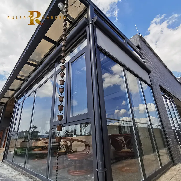 Patio enclosure exterior backyard aluminum prefabricated winter gardens and greenhouse outdoor prefab sun room glass house