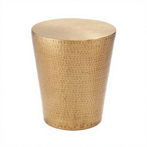 Classy Gold Hammered Metal Cylinder <b>Stool</b> Contemporary Home Furniture Handmade Living Room Decor Handmade <b>Stools</b> On Sale - Product Image 1