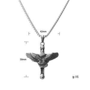 Collar con Colgante de Águila de Acero Inoxidable para Hombre, Estilo Punk Retro, Diseño Geométrico 12040 - Product Image 4
