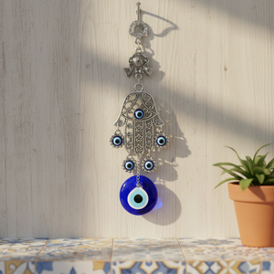 Adorno colgante de Metal de la mano de Fátima Hamsa, recuerdo turco para pared - Product Image 2