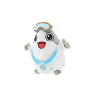 Peluche personnalisée en forme de poisson marin de dessin animé, mascotte en peluche avec lunettes de ski, badge brodé, tissu doux, vente en gros, faible MOQ