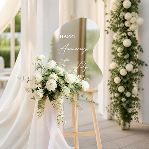 Panneau de bienvenue en acrylique en forme de nuage de 18x24 pouces pour mariage, tableau vierge effet miroir pour décoration d'entrée de fête, vente en gros, usine OEM - Product Image 3