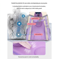 Mochila Escolar para Niños con Protección Espinal, Ultraligera, Transpirable, con Correas de Malla de Nido de Abeja, Apertura de 180 Grados, Reflectante y Antideslizante