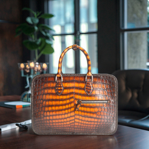 Designer de luxe véritable patine Crocodile cuir hommes sac d'affaires de haute qualité à <span class=keywords><strong>la</strong></span> main exotique Alligator motif épaule - Product Image 1