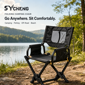 Chaise de camping pliable portable, chaise de réalisateur d'extérieur avec accoudoirs et sac de transport, cadre en aluminium, tissu Oxford, design minimaliste - Product Image 2