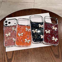 Coque de téléphone portable dégradée effet coquillage papillon pour iPhone 17 16 15 Pro Max, coque irisée, fleur arc-en-ciel, dos ombré IMD