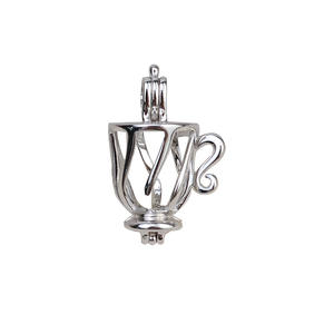 Pendentif théière en argent S925 avec cage de 8,5 mm, accessoire DIY, perle plaquée or 1820 sans trou pour femmes - Product Image 5