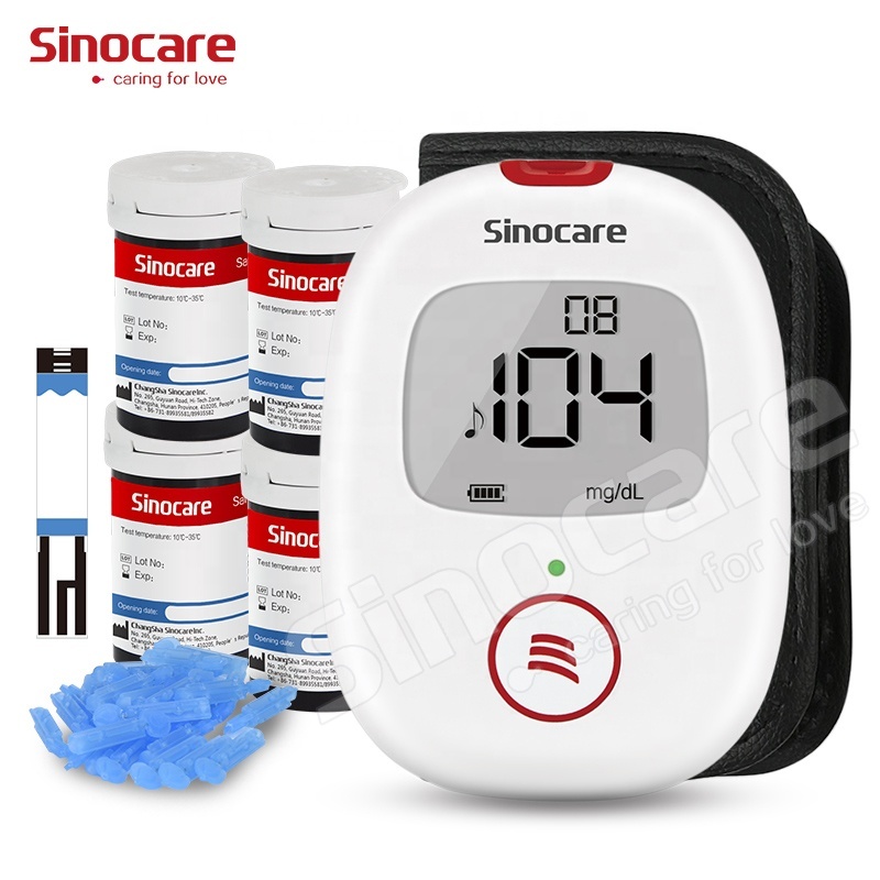 CE Sinocare Цифровой глюкометр для измерения уровня сахара в крови с голосовым управлением и 100 тест-полосками