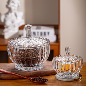 Bol de lotus en verre sculpté avec couvercle bol à dessert <span class=keywords><strong>nid</strong></span> <span class=keywords><strong>d</strong></span>'oiseau pour sucre eau occasion de noël bocal à bonbons - Product Image 4