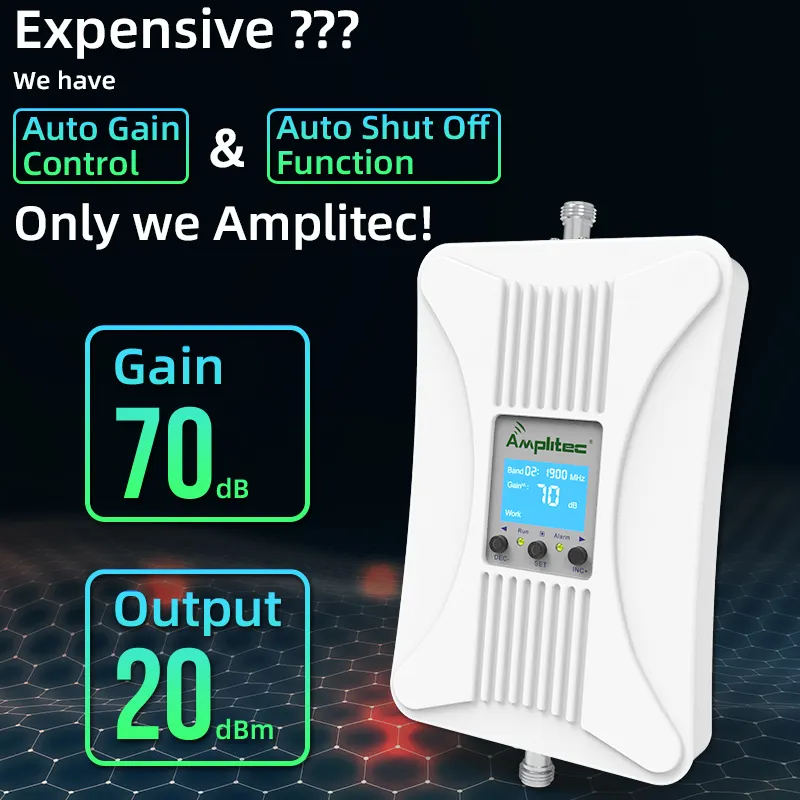 Amplitec 1800mhz 2g 3g 4g lteモバイルネットワーク信号アンテナリピーターホームブースター、AGC機能付き