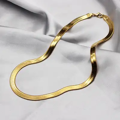 Chaîne de serpent plate en acier inoxydable, plaqué or 18k, collier à chevrons, fermoir à pince, bijoux pour hommes et femmes, 2021