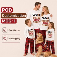 Set Pigiama Natalizio Personalizzato per Famiglia, Abbigliamento da Notte a Quadri Rossi per Adulti, Bambini, Ragazzi e Animali Domestici, POD MOQ 1PC, Dropshipping