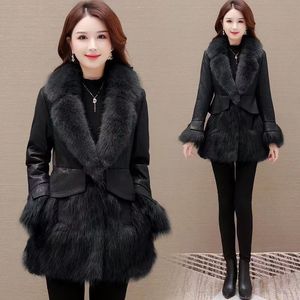Manteau en cuir véritable mince pour femmes 2025, <span class=keywords><strong>mi</strong></span>-long, rembourré de duvet de canard blanc, pour les âges de 50 à 60 ans, épaissi - Product Image 3
