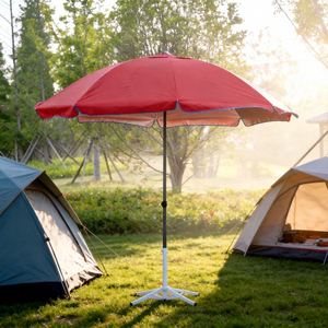 Sombrilla de Playa Resistente con Doble Varilla, Revestimiento Interior Plateado, Protección UV, Resistente al Viento e Impermeable, para Jardín, Comercial o Puesto - Product Image 1