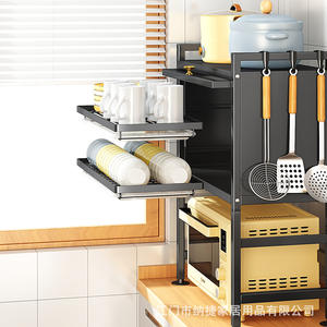 ชั้นวางไมโครเวฟในครัวพร้อมฝาปิดกันฝุ่นอเนกประสงค์สำหรับจานและเครื่องปรุงรส - Product Image 2