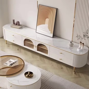 <span class=keywords><strong>Meuble</strong></span> <span class=keywords><strong>TV</strong></span> de Luxe Moderne en Promotion, Ensemble Table Basse Ronde Rétractable, Mobilier Élégant pour <span class=keywords><strong>Salon</strong></span> – Vente en Gros - Product Image 1