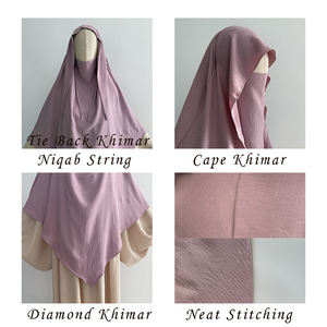 Khimar avec Cape Jazz crêpe Niqab cordes léger respirant femmes musulman dubaï robe islamique vêtements Long Hijab voile - Product Image 3