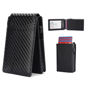 Men's <b>Wallet</b> Vertical Compact Anti-theft Magnetic Flip <b>Card</b> <b>Holder</b> Black Genuine Leather Everyday Use - Product Image 5