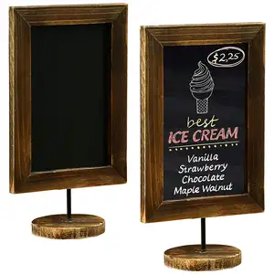 12-Inch Burnt Wood Framed Memo Chalkboard Tabletop Cafe Menu Message Board Sign Set Of 2