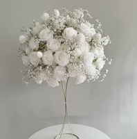 Offre spéciale 50Cm 60Cm 70Cm 80Cm Grand Arrangement De Fleurs De Rose Table De Mariage Centres De Fleurs Soie Artificielle Boule De Fleurs Blanches
