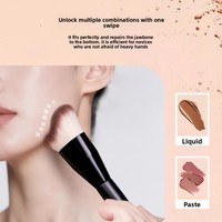 Pinceau de maquillage professionnel de luxe pour poudre, illuminateur, contouring, plat, avec manche en bois naturel, pour le visage et le correcteur, et pour le rasage