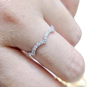 Anello di fidanzamento da donna Q516 con zirconi cubici, montatura pavé, pietra rotonda, anelli alla moda per fedi nuziali - Product Image 5