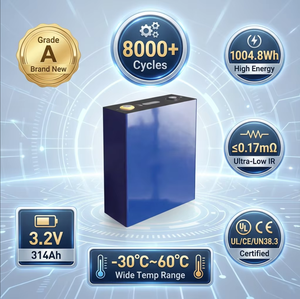 Célula de Bateria Prismática LiFePO4 CORNEX Grau A 3.2V 314Ah 8000 Ciclos Fosfato de Ferro-Lítio para Armazenamento de Energia Solar 1004Wh - Product Image 1