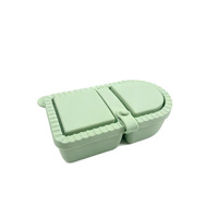 Draagbare siliconen snackbox met 2 compartimenten, magnetronbestendig, herbruikbaar, voor fruit, saus en dagelijkse maaltijdvoorbereiding