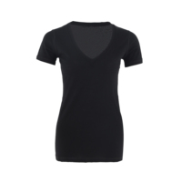Chemise à manches courtes à col en V noir pour femmes en laine mérinos résistante aux odeurs pour les randonnées et les promenades sur la plage
