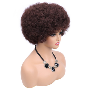 Nuovo arrivo parrucca Afro morbida per le donne parrucche ricciolute crespi con frangetta corta Afro riccia grande parrucca a sbuffo sintetica - Product Image 2