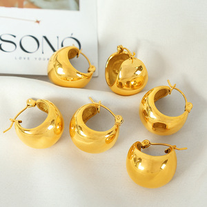 ต่างหูแบบห่วงชุบทองรูปตัวยูดีไซน์หยดน้ำสำหรับผู้หญิงเครื่องประดับแฟชั่น EH236 - Product Image 1