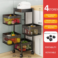 Prix Préférentiel Étagère de Rangement Rotative en Acier au Carbone pour Cuisine, Légumes et Fruits, Chariot Roulant Carré, Étagère de Rangement Rotative pour Condiments