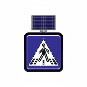Señal de Cruce Peatonal de 60 x 60 cm con Energía Solar, Señal de Advertencia de Seguridad Vial LED, Material de Aluminio Flexible - Product Image 2