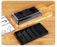 Boîte à donuts en PET de qualité alimentaire, 2 compartiments, base noire jetable, matériaux recyclés, emballage plastique pour pâtisserie, dessert, boulangerie